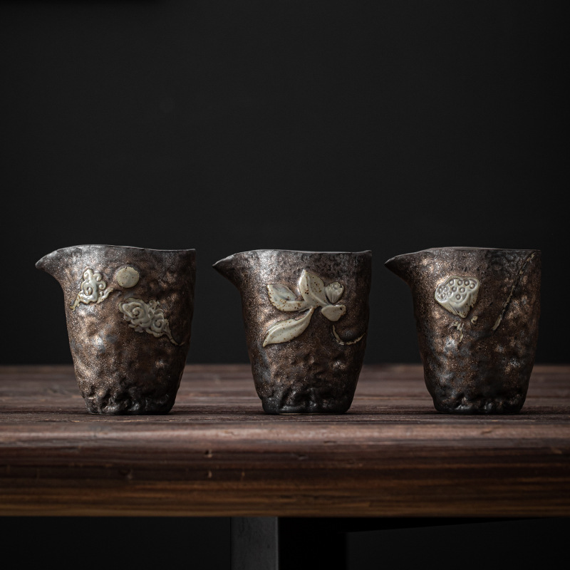 Cốc công thức tráng men bằng sắt mạ vàng kiểu Nhật dụng cụ chia tách trà dụng cụ pha trà Kung Fu gia dụng cổ điển cỡ lớn