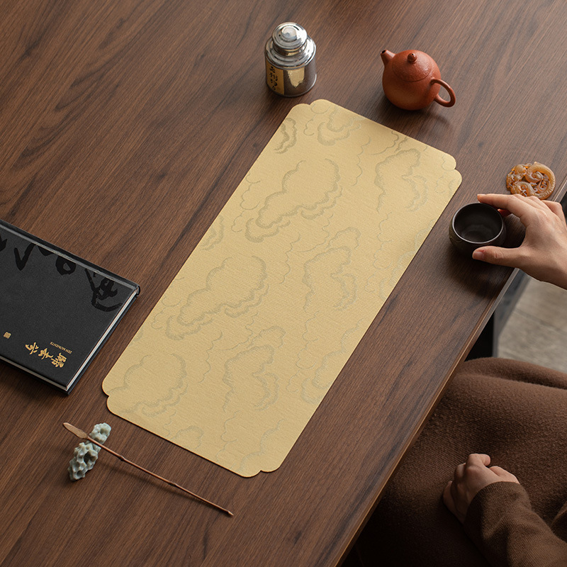 Ghế trà gấm dệt kim phong cách dân tộc cổ điển Ghế trà sợi mây thơm Bàn trà nghệ thuật Trung Quốc Cờ bàn trà đệm vải nghệ thuật khăn trà vải trà