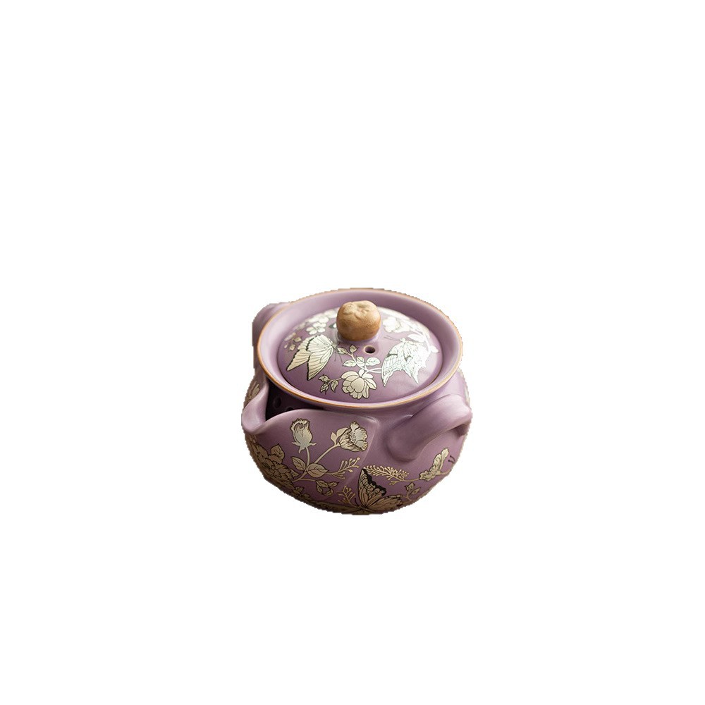 Giả Nhà Tống Tím Ru Bạc Bướm Hoa Tình Yêu Cầm Tay Nồi Gốm Sứ Gia Đình Ấm Trà Cao Cấp Chống bỏng Máy Pha Trà Bộ Trà Kung Fu.