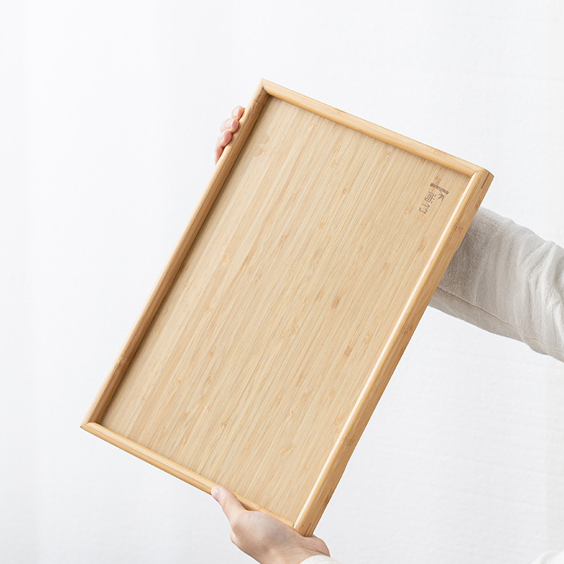 Bộ trà kiểu Nhật Khay trà gỗ tre khay đựng cốc nước gia dụng khay tre hình chữ nhật khay nướng nhà hàng khách sạn