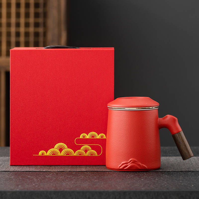 Cốc nước gốm sứ sang trọng nhẹ kiểu Trung Quốc, cốc có giá trị cao, cốc pha trà dung tích lớn, quà tặng doanh nghiệp, bán buôn logo