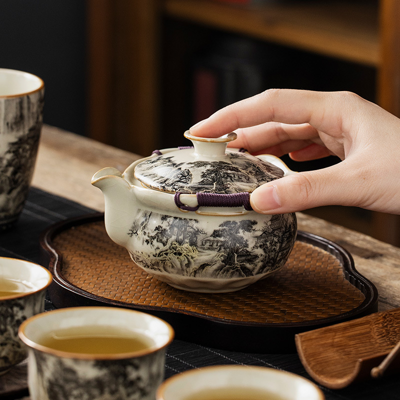 Cốc trà cốc trà cốc cầm tay chống bỏng gốm sứ bộ trà kungfu bán buôn ấm trà