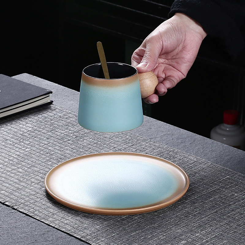 Bộ đĩa cốc cà phê gốm sứ tinh xảo cao cấp hộp quà tặng cốc đơn giản gia dụng văn phòng kinh doanh quảng cáo quà tặng