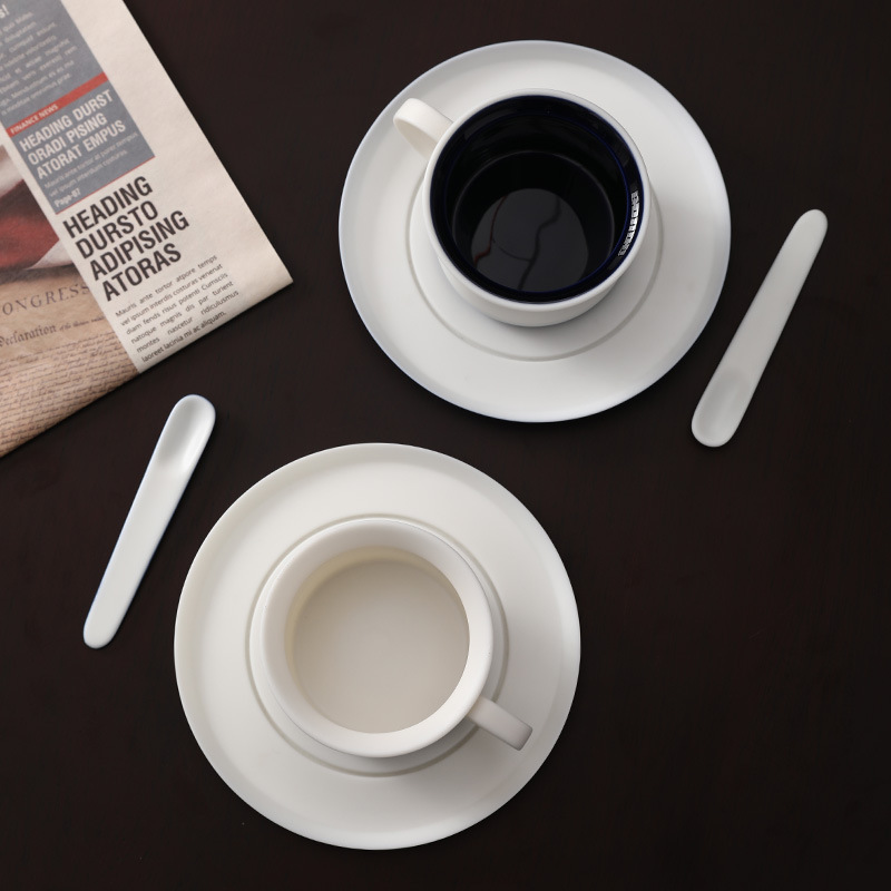 Bộ tách cà phê sứ trắng cốc Latte tai treo gốm sứ thiết kế tinh tế cao cấp cốc trà chiều kiểu Ý