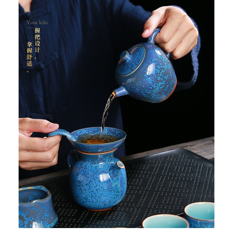 Đài Loan Zhang Jinxi nổi ngọc bích xanh ngọc bích trọn bộ dụng cụ pha trà Kung Fu ấm trà gia dụng bát có nắp ba tài năng cốc trà cốc chủ nhân