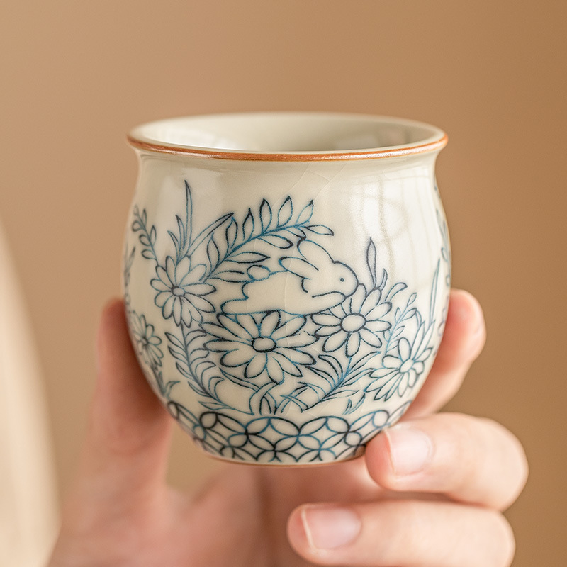 Cốc chủ thỏ dễ thương hoa mặt trời Ru Kiln cốc đơn cốc đơn đồ dùng gia dụng cao cấp cốc trà bộ trà công phu cốc trà