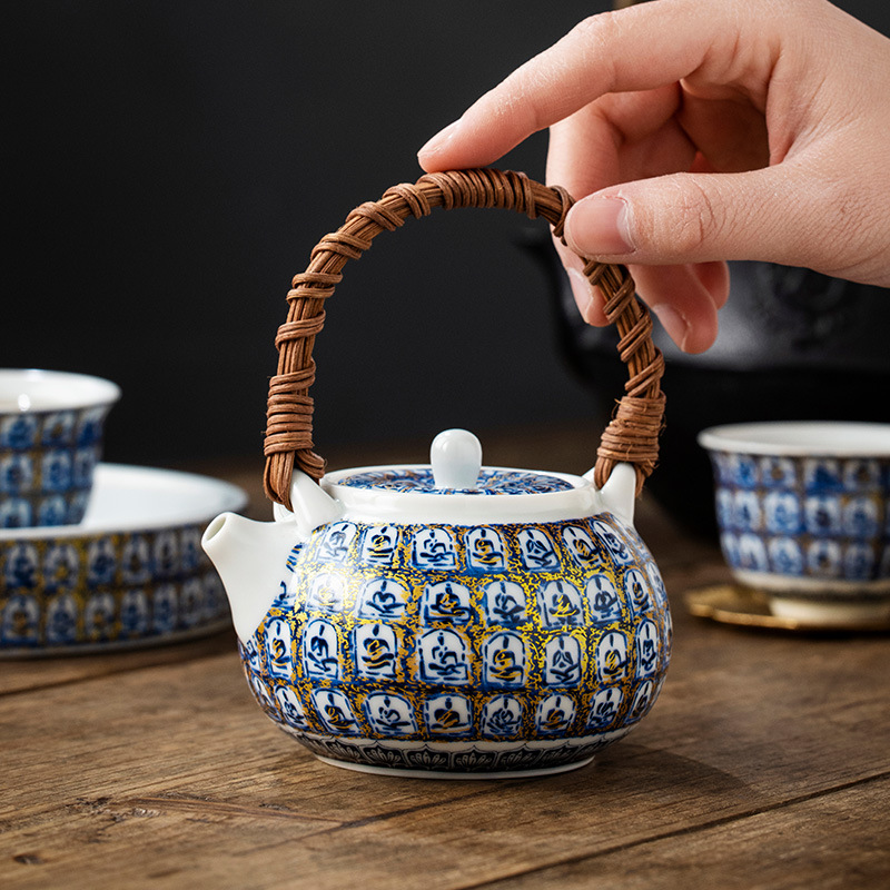 Ấm đun trà trong lò gốm sứ Ấm đun nước dung tích lớn gia dụng Ấm pha trà tráng men soda cao cấp kiểu Trung Quốc