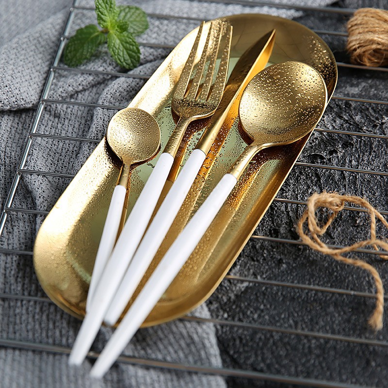 [Giảm giá đặc biệt thông quan] Bộ đồ ăn phương Tây bằng thép không gỉ, dao nĩa bít tết, thìa tráng miệng, thìa cán dài, nĩa trái cây