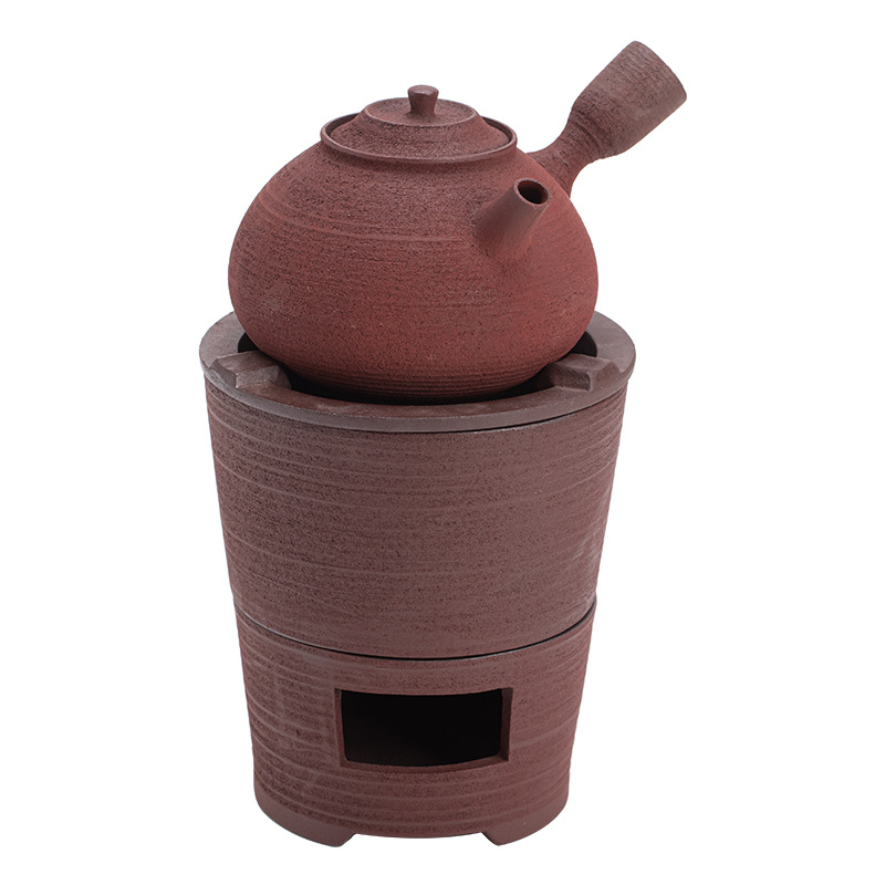 Bộ bếp than bùn đá cũ, bếp bọc gốm cổ điển, dụng cụ pha trà kung fu ngoài trời gia dụng, bếp đun nước, tay cầm bên ấm trà