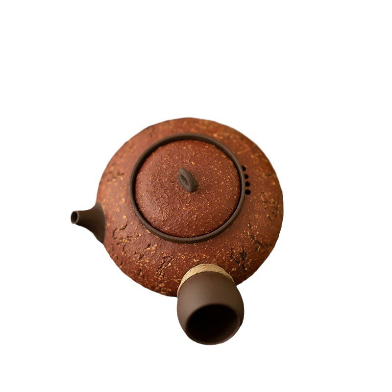 Ấm đun trà bằng đất sét kiểu Nhật, bếp than, dụng cụ pha trà Kung Fu, tay cầm bên, Bộ ấm đun trà cát tím, ấm đun trà quanh bếp