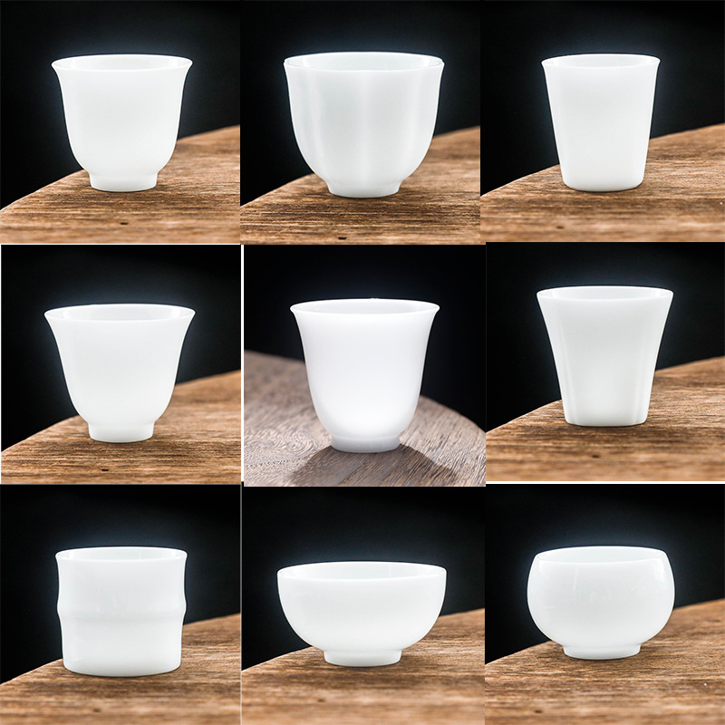 Dehua cao cấp đá ngọc bích sứ cừu béo ngọc trà sứ trắng công bằng chủ cốc trà bộ cốc đơn cốc trà nhỏ cốc trà