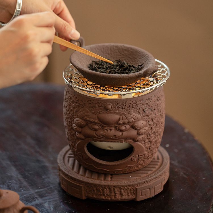 Bếp than, nồi nấu, Bộ dụng cụ pha trà, đèn cồn, đun nước ngoài trời, tay cầm bên gốm sứ