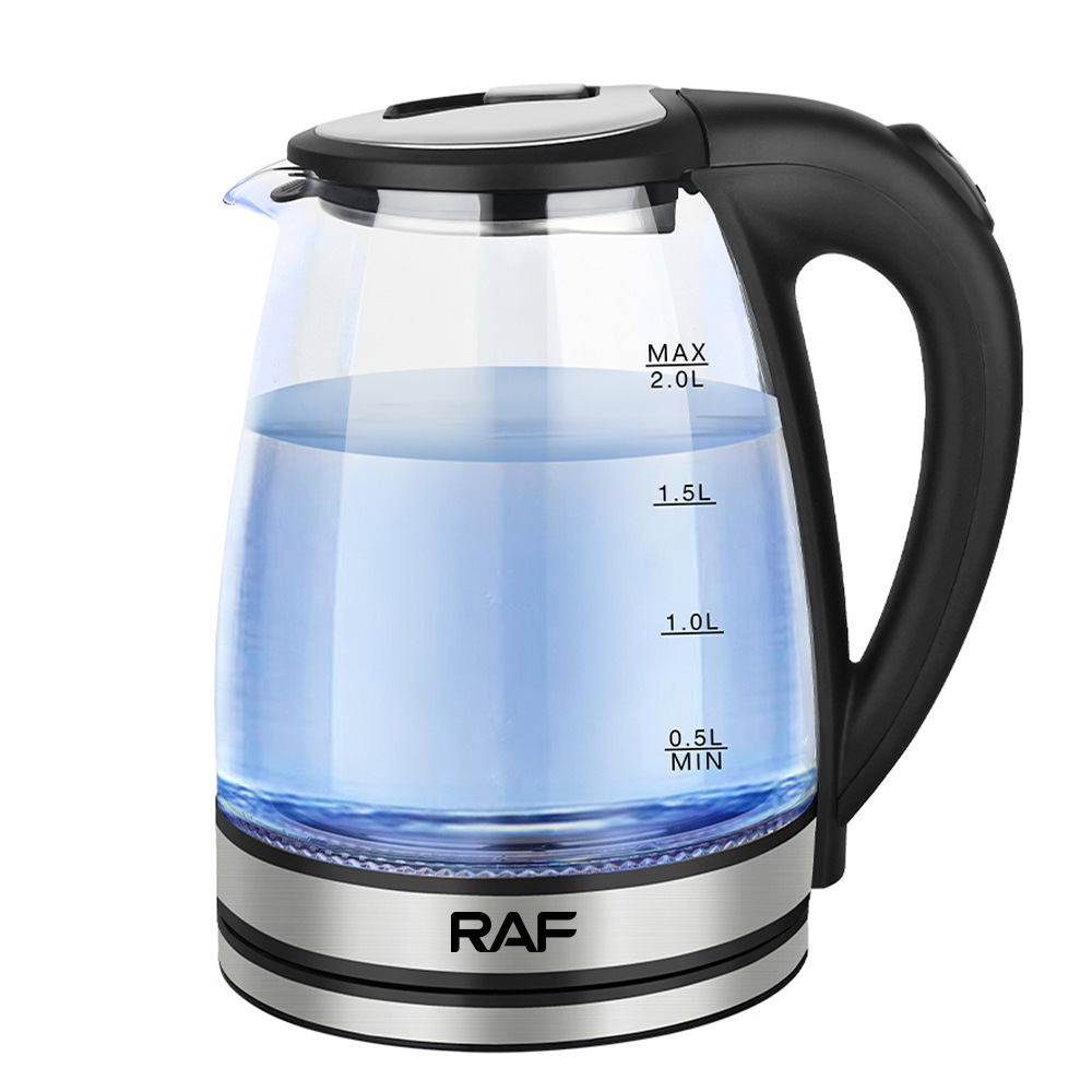 Ấm đun nước điện thủy tinh borosilicate cao kéo Ấm đun nước chống bỏng bằng thép không gỉ Tự động ngắt điện gia dụng