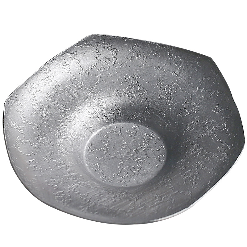 Lót cốc thiếc nguyên chất Lót cốc trà kiểu bạc có vân tay búa kiểu Nhật Phụ kiện trà đạo Kung Fu pha khô