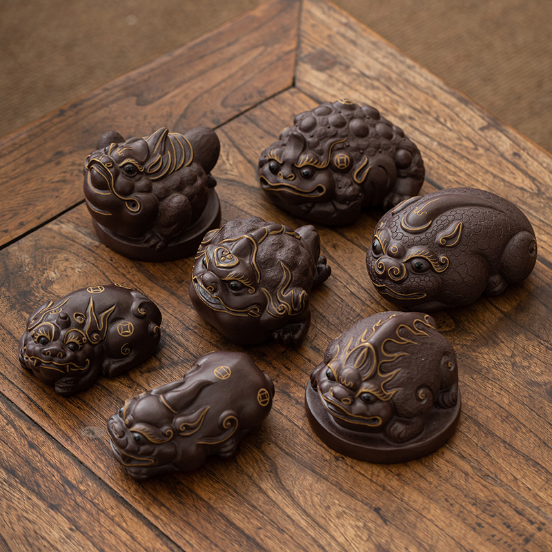 Đồ trang trí thú cưng trà Pixiu dễ thương cát tím may mắn có thể nuôi sáng tạo đồ chơi Trà Cá Tính bàn trà Phụ Kiện Bộ trà bàn trà