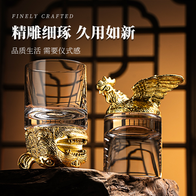 Bộ ly rượu trắng mười hai cung hoàng đạo vàng gia dụng nhẹ sang trọng cao cấp cá tính dung tích lớn giá trị cao hai ly hoàng đạo