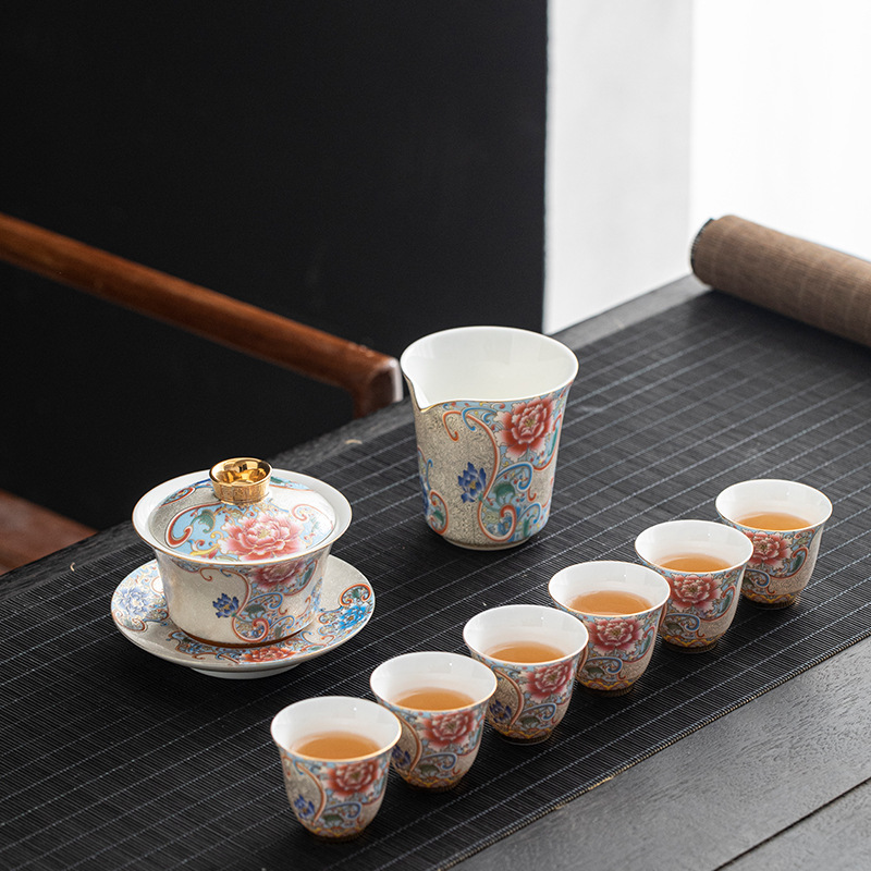 Đồ pha trà cốc trà cốc trà cốc trà tam tài cỡ lớn kiểu Trung Quốc dụng cụ pha trà công phu bát pha trà thủ công