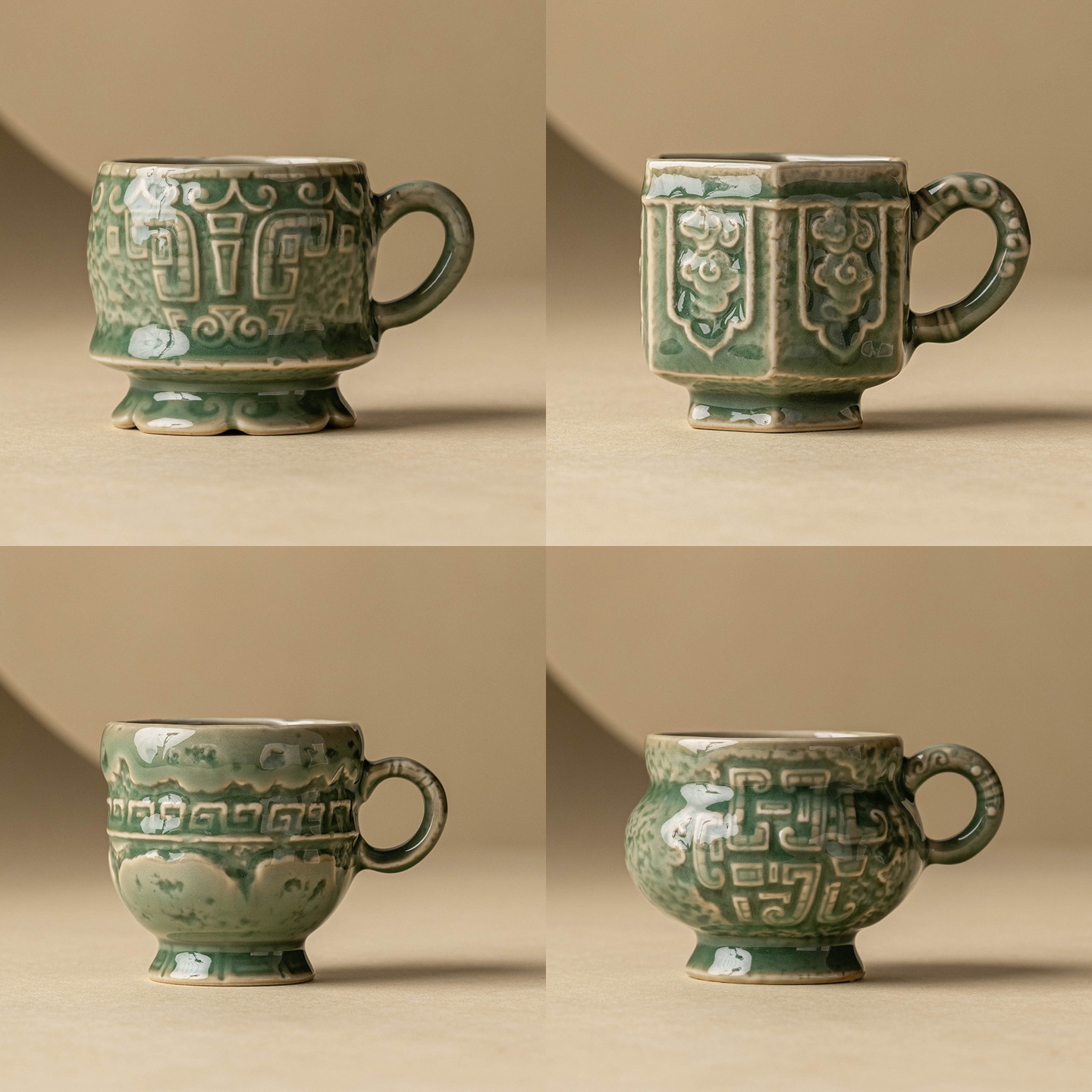 Bộ ấm chén trà Kung Fu men ngọc Yue Kiln cao cấp, chén trà nhỏ cá nhân, chén trà đơn, chén nếm.