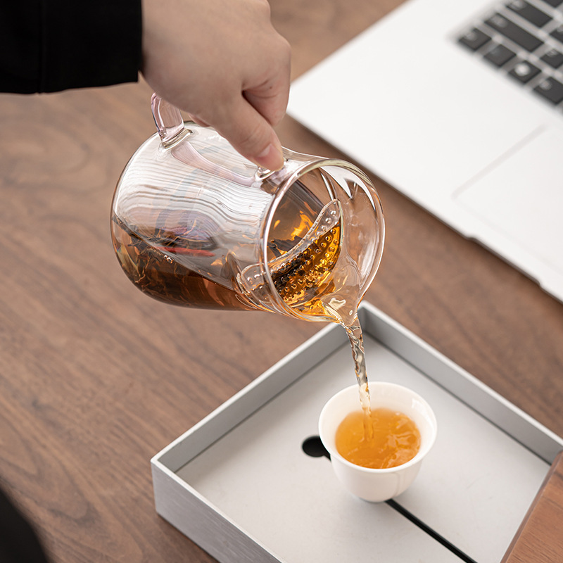 Cốc công bằng thủy tinh lưỡi liềm kiểu Nhật, tách trà trong suốt gia dụng chịu nhiệt dày dặn, cốc công bằng lọc riêng, Biển Trà