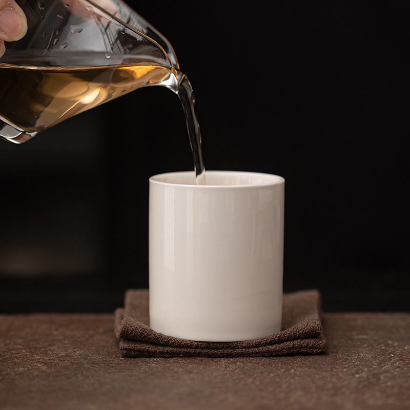 Cốc matcha sứ trắng cốc chủ nhân dung tích lớn cốc trà gốm sứ kiểu Trung Quốc cốc uống nước cá nhân văn phòng