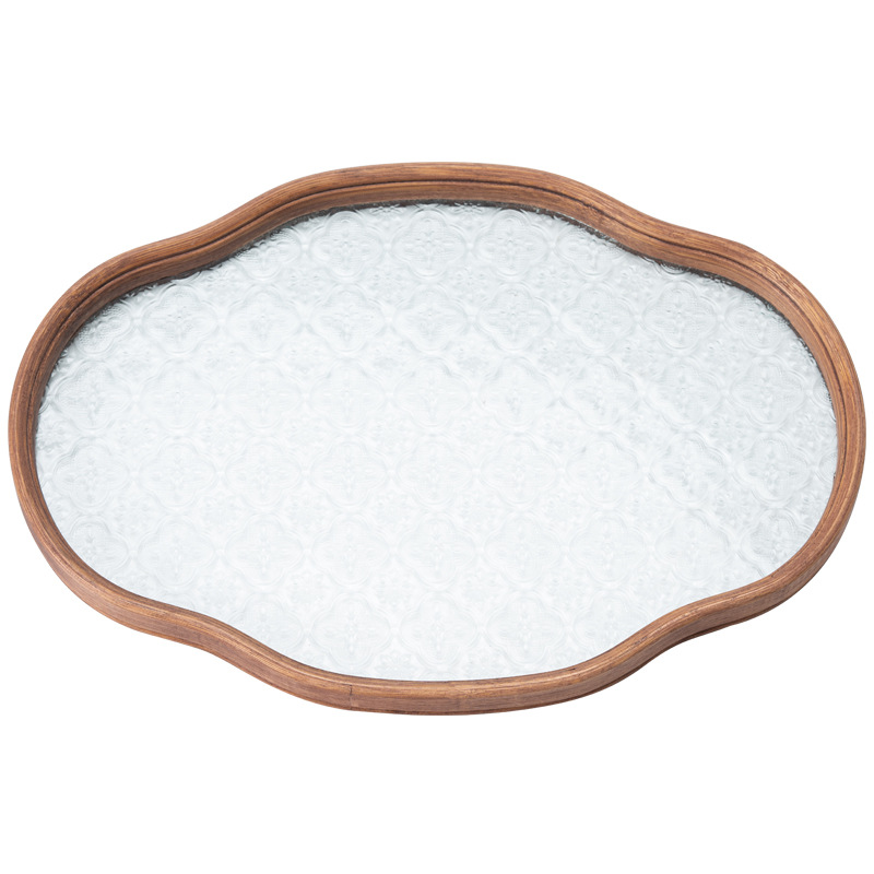 Khay đựng cốc thủy tinh hoa hải đường khay đựng trà loại nhỏ kiểu Trung Quốc dùng trong gia đình có nắp ấm khay đựng trà cổ điển khay đựng đồ