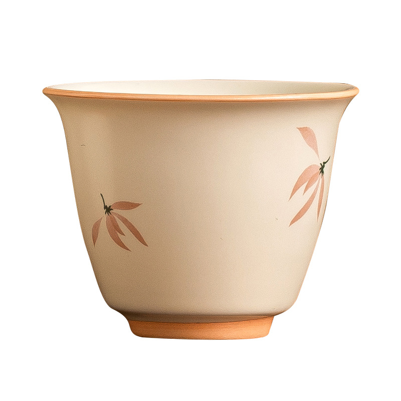 Cốc hoa lan tráng men màu vàng gạo cốc chủ nhân cốc đơn bộ trà gốm sứ kiểu Trung Quốc cốc trà trà trà công nhân gia dụng