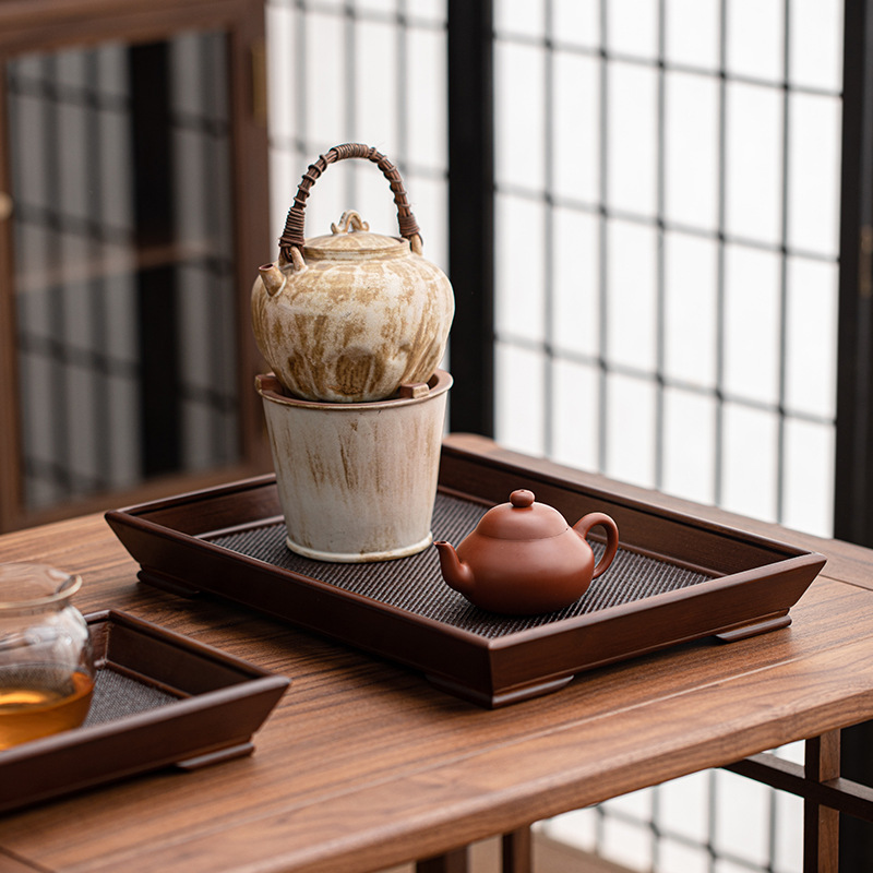 Khay tre và mây hình chữ nhật hộ gia đình đơn giản khay bong bóng khô khay trà Bộ trà Trung Quốc cốc nước khay đựng