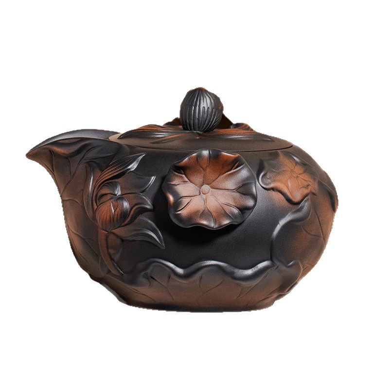 Ấm pha trà gốm tím, ấm một tay cầm, ấm pha trà gốm sứ, ấm pha trà gia dụng không nóng dung tích lớn, dụng cụ pha trà Kung Fu