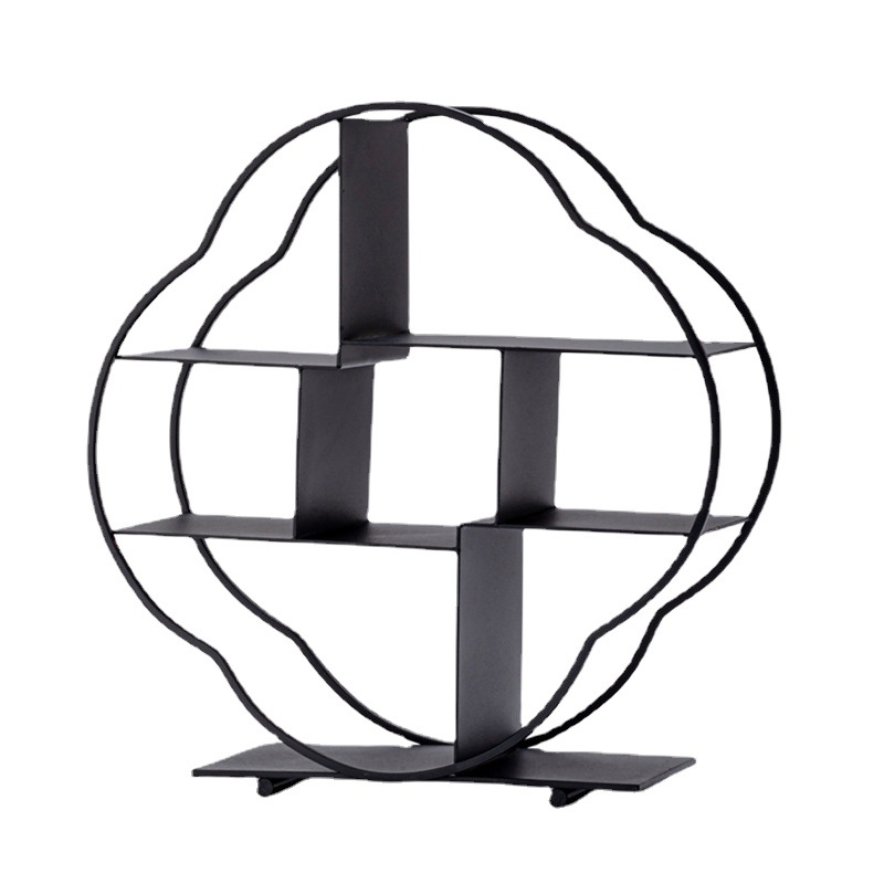 Hộp đựng trà sắt mỹ thuật, Bộ trà ấm trà, Giá đựng cốc trà, đồ trang trí nhà kiểu Trung Quốc mới, nhà mẫu, kệ Bogu trưng bày, trang trí mềm