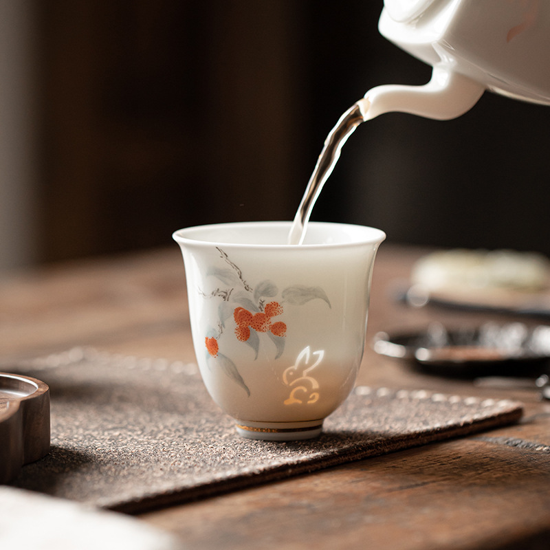 Cốc thần hoa tinh xảo, cốc trà sứ trắng, cốc chủ nhân, cốc đơn gốm sứ gia dụng, bộ trà Kung Fu, hộp quà tặng