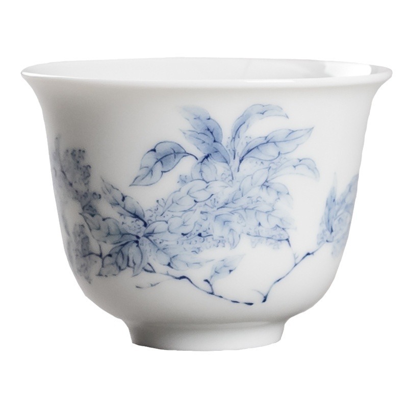 Hoa cam nở men đề can màu trung bình cốc chủ nhân màu xanh và trắng cốc chủ nhân sứ trắng xanh bát trà công phu gốm sứ