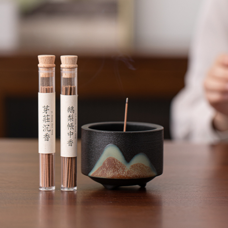 Bộ lư hương trên núi xa, bộ lư hương sơn tráng men, hộp đựng hương liệu nghiên cứu trong nhà gia dụng, hộp quà, phụ kiện trà đạo