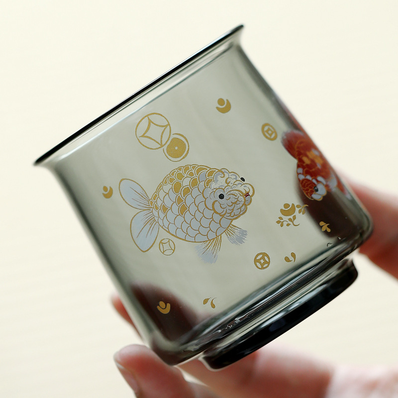 Jinyumantang handmade đính thủy tinh chịu nhiệt chủ cốc lớn cốc trà hộ gia đình kung fu trà trà cốc đơn