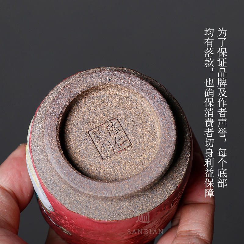 Cốc rắn Shino-yaki thủ công của Chen Renhui, cốc gốm sứ đốt củi đặc biệt cá nhân cao cấp, cốc trà Kung Fu, cốc trà