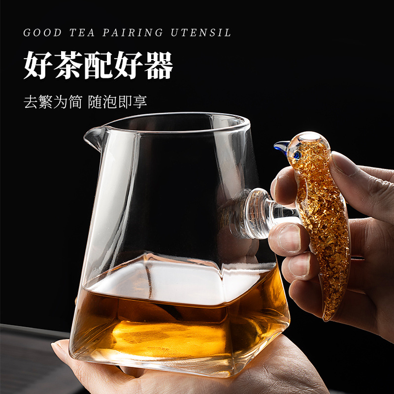 Cốc công bằng thủy tinh chịu nhiệt borosilicat cao, bộ lọc trà tích hợp, bộ tách trà dày, tách trà, ấm pha trà cao cấp