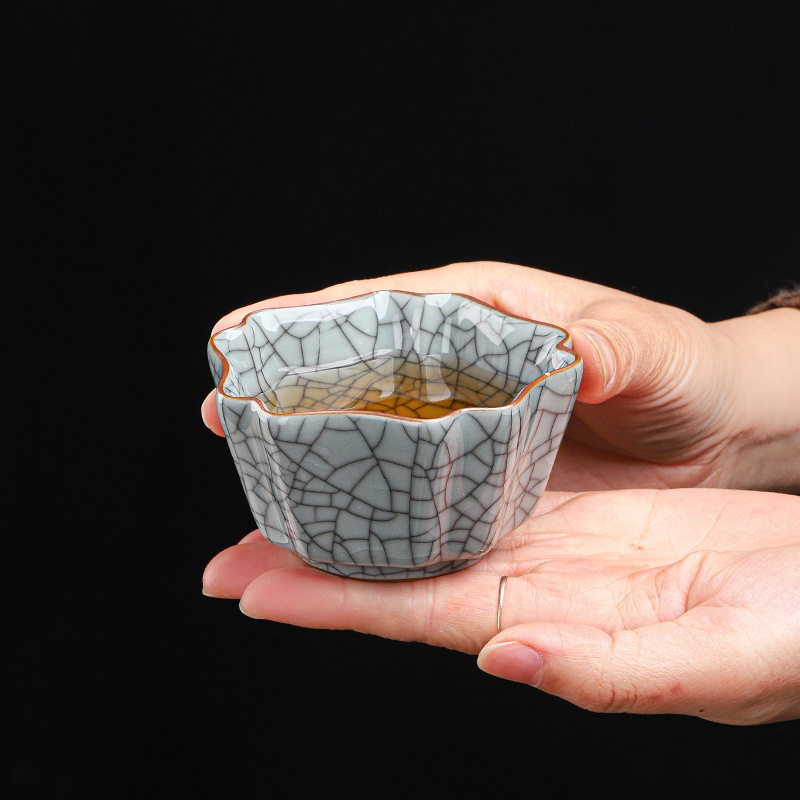 Ge Kiln Kung Fu Chén trà chính thức Lò nung lớn nứt băng có thể nâng cốc chủ nhân cá nhân bằng men ngọc mở cốc trà