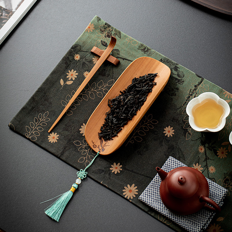 Trà đạo tre tự nhiên, kẹp trà sáu quý ông, kẹp trà, thưởng trà, trà sen Zen, bộ ba món, mận, lan, trúc và cúc