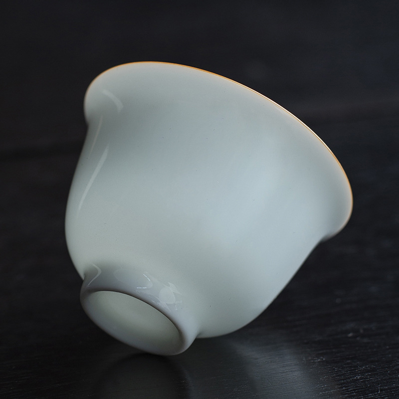 Cốc chủ nhân màu xanh bóng trắng sứ Đức Hoa cốc khách bào thai mỏng thủ công cốc trà cốc trà Kung Fu cốc trà uống trà gia dụng cốc trà kiểu Trung Quốc