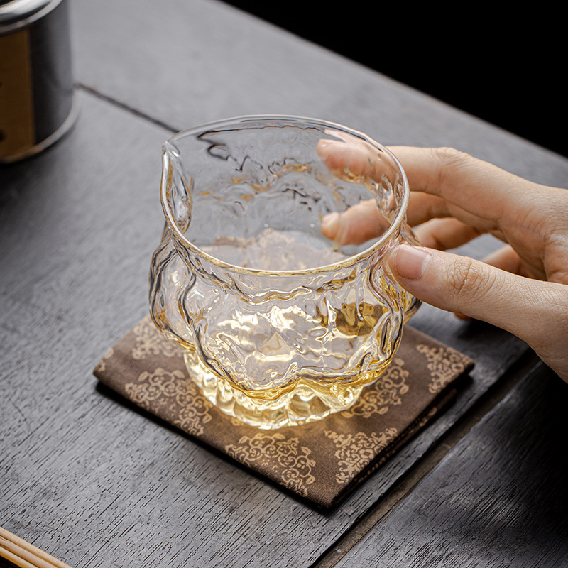 Bán buôn cốc thủy tinh hoa văn quả óc chó cốc công cộng chịu nhiệt dày kiểu Nhật dụng cụ pha trà Kung Fu tách trà Biển Trà