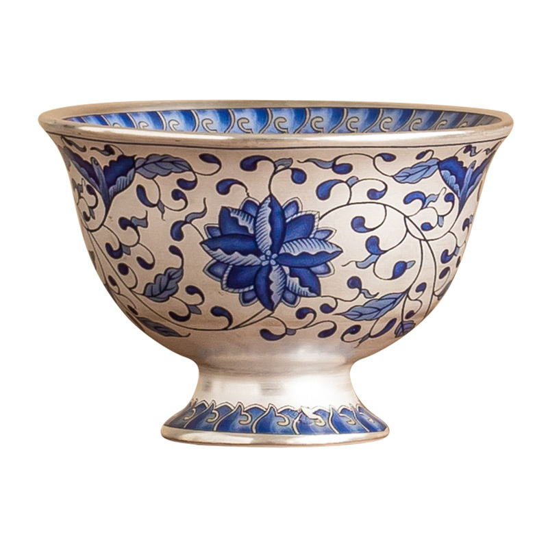 Cốc chủ nhân mạ bạc 999 cốc sen cuộn xoắn cao cấp bộ trà kungfu cốc trà gia dụng