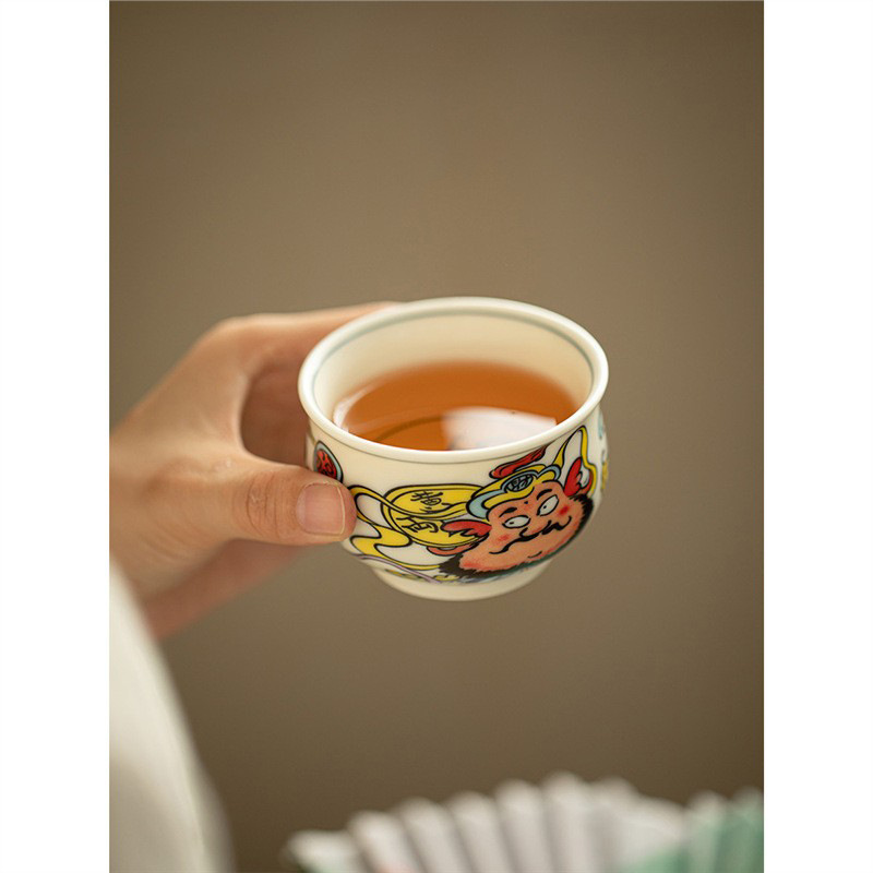 Cốc túi tiền quốc triều Fu Lu Shou Xi Cai cốc chủ nhân cốc đơn gốm sứ cốc trà cốc gia dụng bộ trà Kung Fu cốc trà