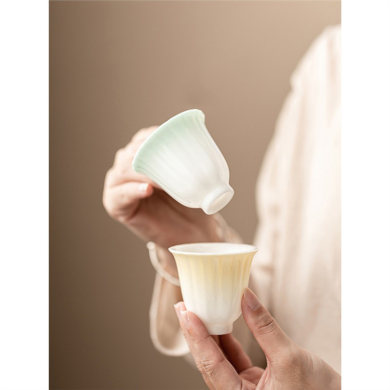 Ngọc Dương Ngọc Băng Loại Gradient Hoa Miệng Cốc Trà Cốc Cá Nhân Cốc Gốm Chủ Dụng Dụng cụ Trà Kung Fu Cốc Trà Nhỏ Uống Trà