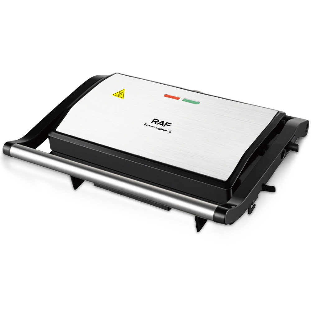 Máy làm bít tết 220V Panini Máy ăn sáng Máy nướng xúc xích thịt nướng bánh mì kẹp thịt nướng bánh mì kẹp