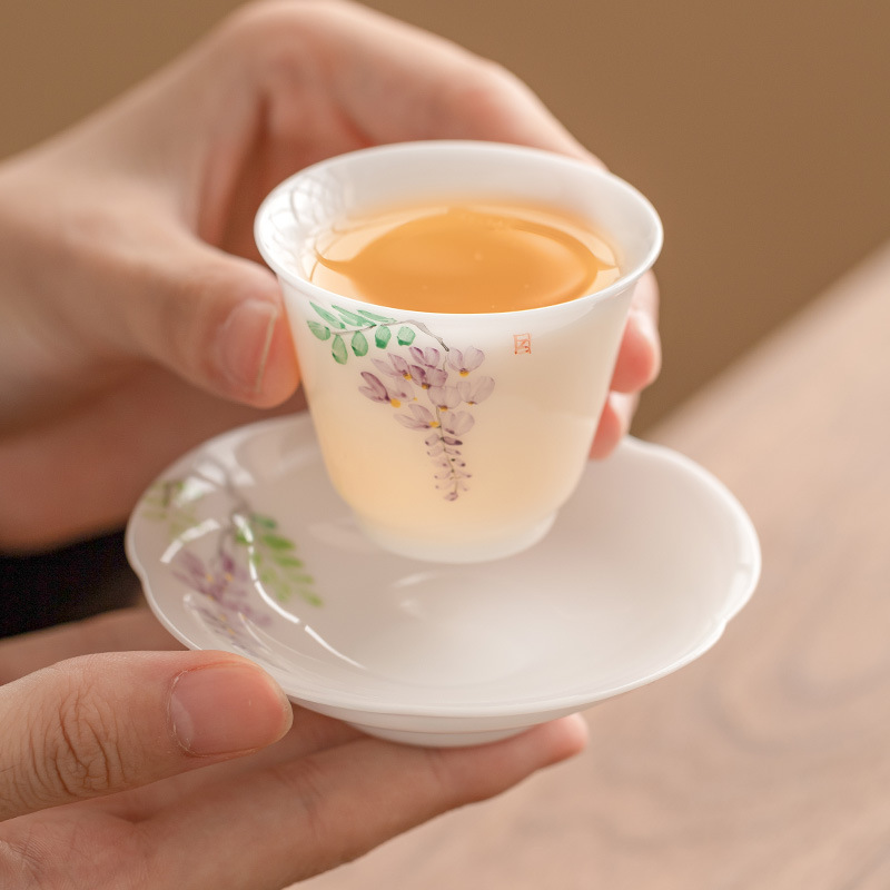 Nhà máy Zhang Lijiao Master chay mỡ cừu ngọc cốc sứ cốc chủ nhân bộ trà giá trị cao cốc trà Kung Fu