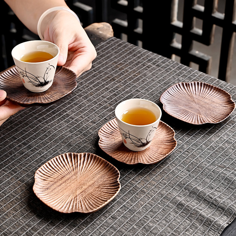 Lót cốc gỗ óc chó lót ly lót cách nhiệt lót trà chống bỏng chống trượt văn phòng gia dụng phụ kiện bộ trà Kung Fu