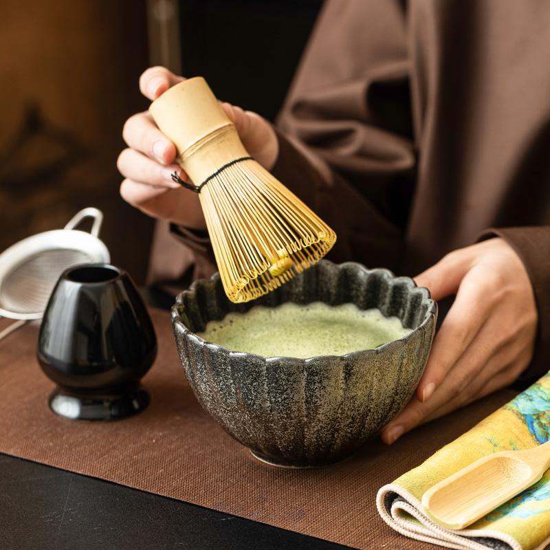 Bộ bát Matcha đen biến đổi lò, bộ đặt trà kiểu Nhật, bát Matcha gốm sứ, bình trà Baibenli, máy khuấy bột Matcha đứng