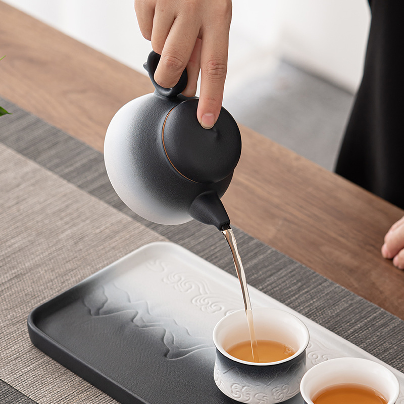 Ngắm Nhìn Núi và biển Hàng Ngàn Dặm Ấm trà Giang Sơn Ấm trà thủ công Gradient Nhỏ gốm đơn Bộ trà Kung Fu Ấm trà cầm tay