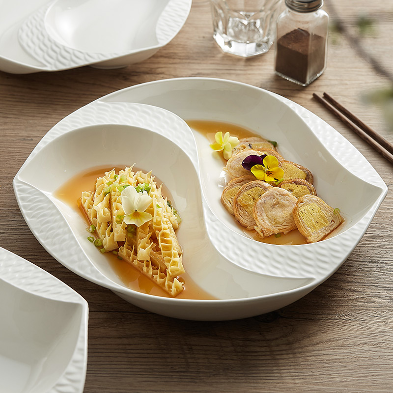 Đĩa gốm, đĩa đựng thức ăn gia dụng, bộ đồ ăn màu trắng không đều, sáng tạo, Quan Niệm nghệ thuật vịt quan, đĩa đựng thức ăn nguội