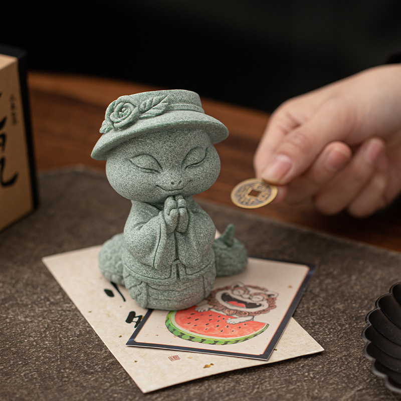 Đồ trang trí đồ trang trí bằng trà đồ dùng để bàn gia dụng bằng đá sa thạch xanh mới Trung Quốc