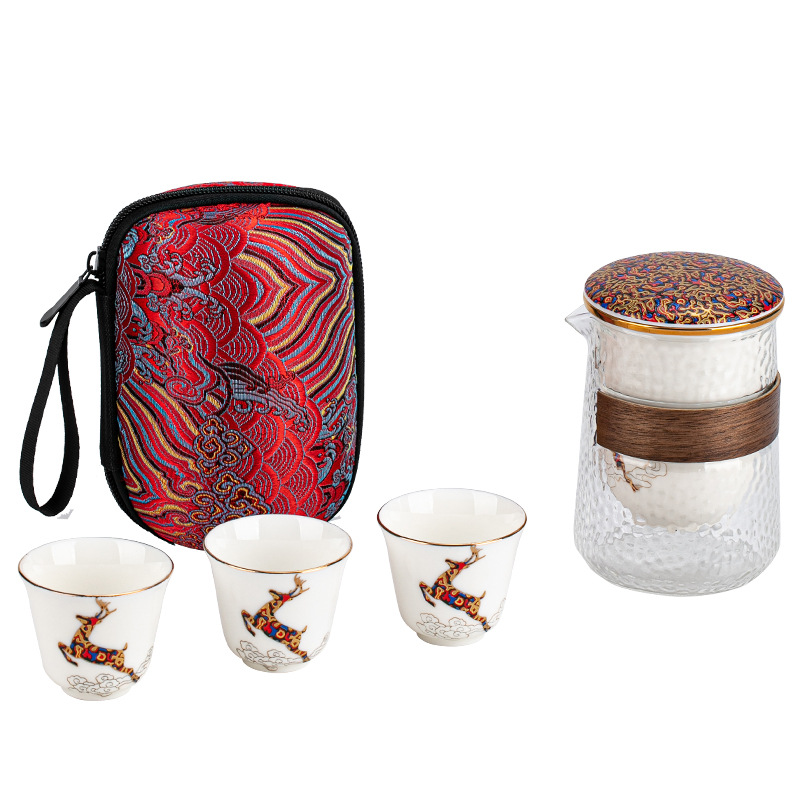 Túi xách trên xe Yilu đi cùng bộ trà du lịch cốc thủy tinh nhanh cốc cốc trà Kung Fu gốm sứ